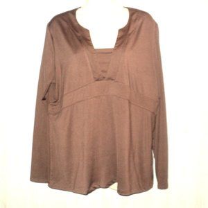 Lilac Bloom Women's Babydoll Top Size XL Brown Long Sleeves Polyester Spandex